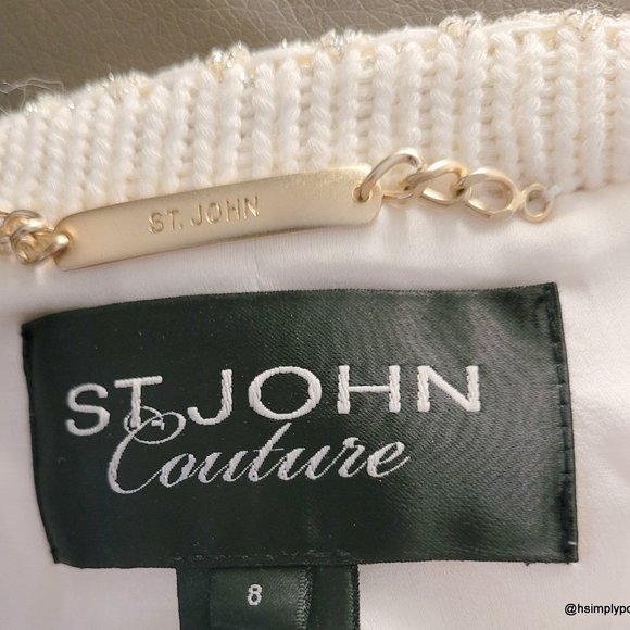 St. John COUTURE Metallic Knit Skirt Suit - Picture 3 of 5